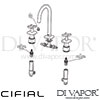 Cifial Texa 3 Hole Deck Basin Mixer Tap Dimension